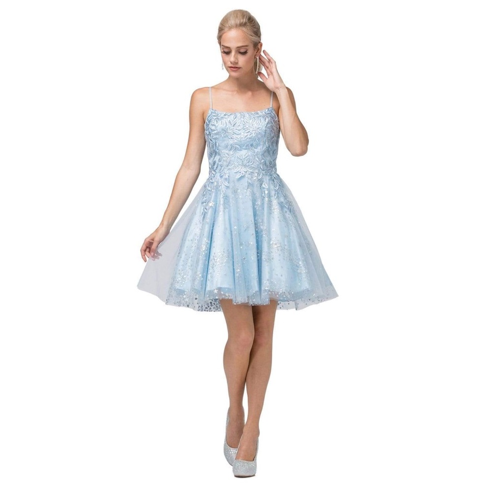 Dancing Queen Embroidered Foliage Short A-Line Dress